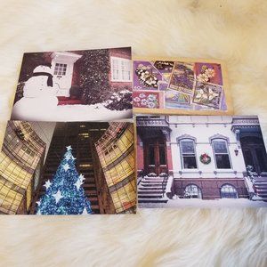 Three Vintage Christmas Postcards & One Floral